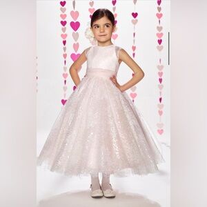 JOAN CALABRESE BY MON CHERI 217379 girls pink sparkle dress- size 3